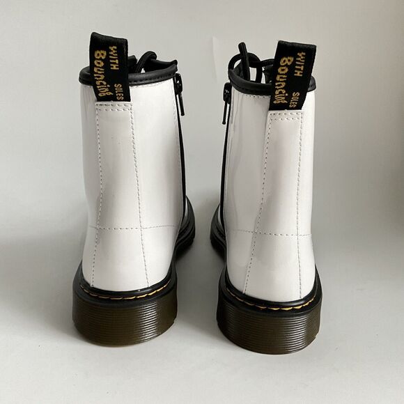 Dr. Martens Bootie White Patent Leather 8-Eye Boots 6 - Picture 7 of 11